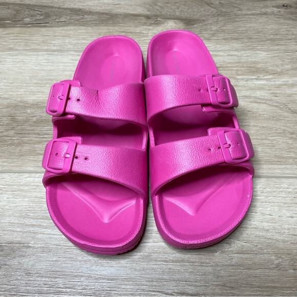 Vince Camuto Women's Pink Double Adjustable Strap Jacquell Slide Sandals sz 7 - Picture 2 of 7